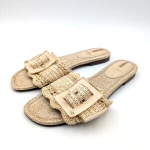 Sam Edelman Bambi Slide Sandals Big Buckle Women's Beige US8M EU38.5